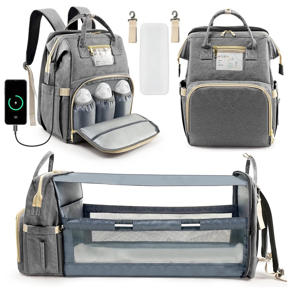 Baby Diaper Backpack in Grey